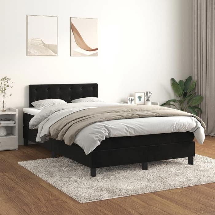Maison Exclusive - Sommier à lattes de lit avec matelas noir 120x190 cm velours