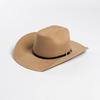 Europe, America, Autumn and Winter New Fashion Casual Belt Buckle Upturned Edge Big Brim Wool Felt Denim Hat Outdoor Warm Top Hat Tide