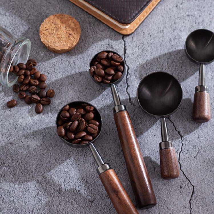 Vintage Walnut Wood Handle Spoon Tablespoon Coffee Powder Measuring Spoon