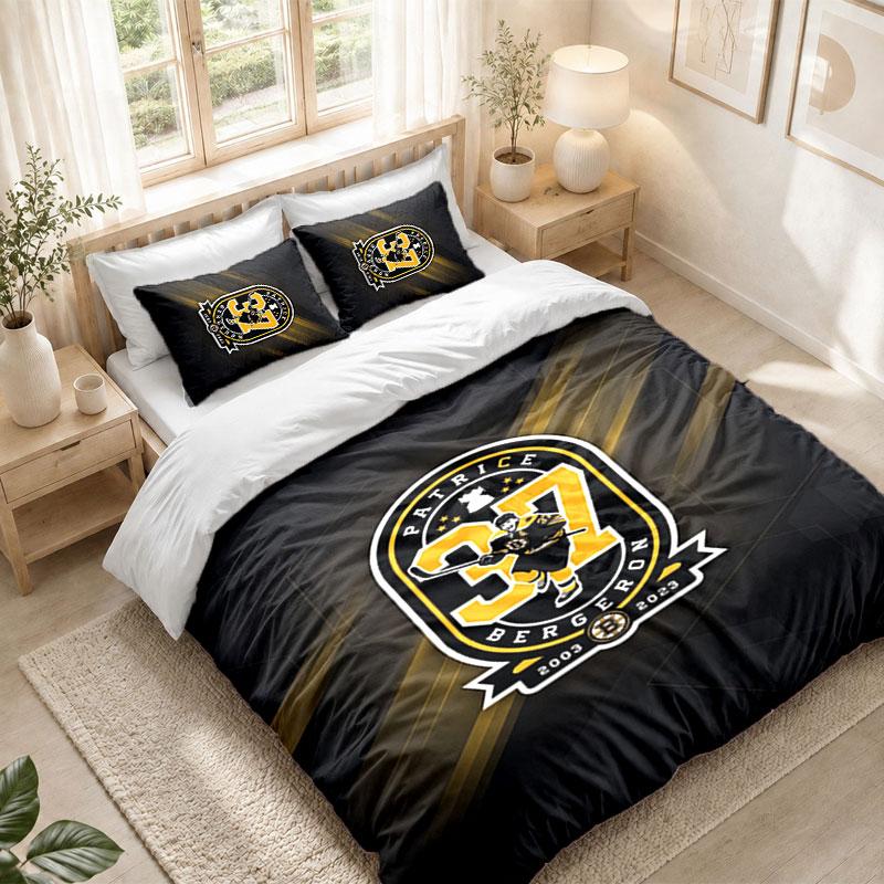 Bedding Set 1 Duvet Cover 2 Pillowcases Boston Bruins Print Bedroom Home Decoration