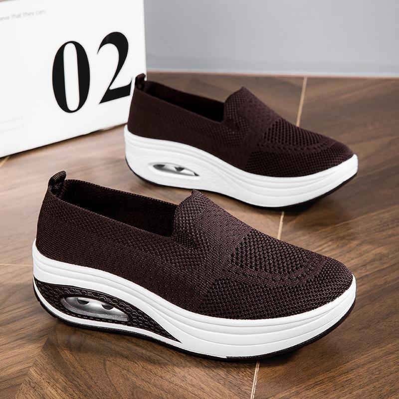 

Летающие тканые туфли-качалки летние сетчатые кроссовки с воздушной подушкой женские на платформе спортивные повседневные женские 42 коричневый