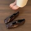 Fashion Flat Shoes Autumn New Square Toe Shallow Mouth Metal Buckle Soft Sole Soft Surface Non-slip Low-top Shoes