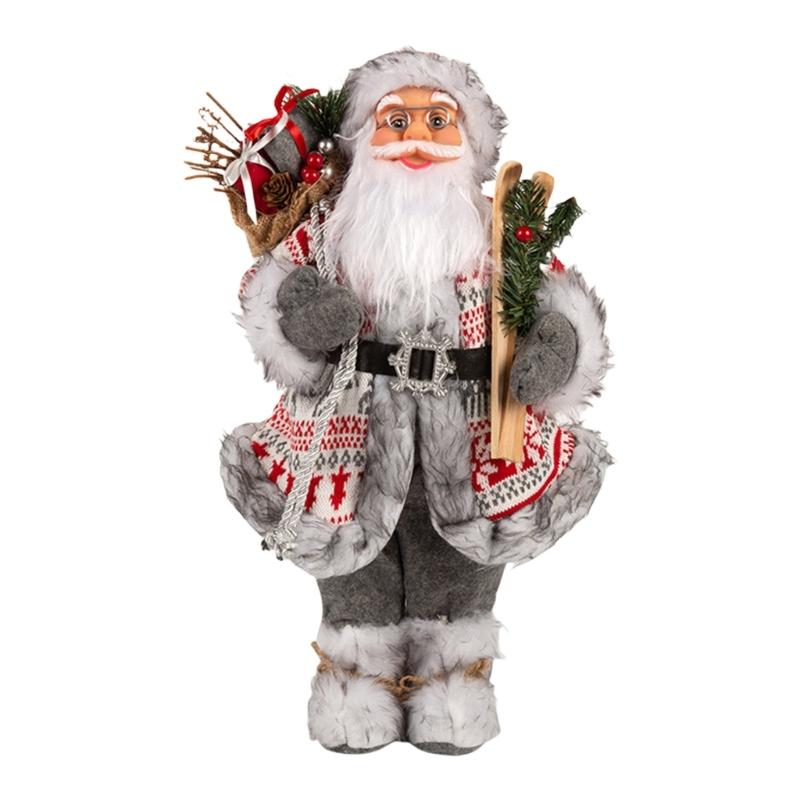Stylish Plush Santa Claus Figure Elegant Santa Claus Christmas Centerpiece Plush Decoration for Festival Parties