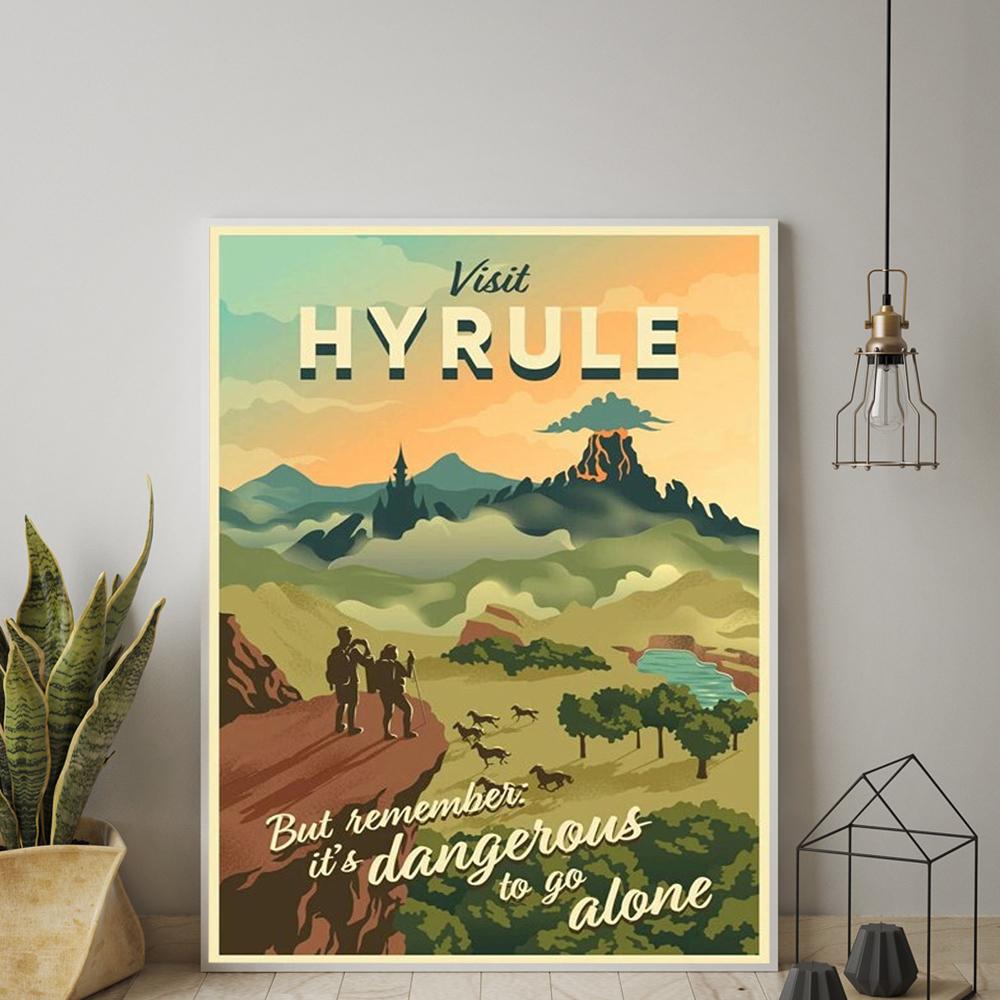 

Посетите Hyrule, но помните, что опасно идти в одиночку, дорожный постер, Декор, принты, настенные художественные картины на холсте для гостиной, живопись 21x30cm No Framed