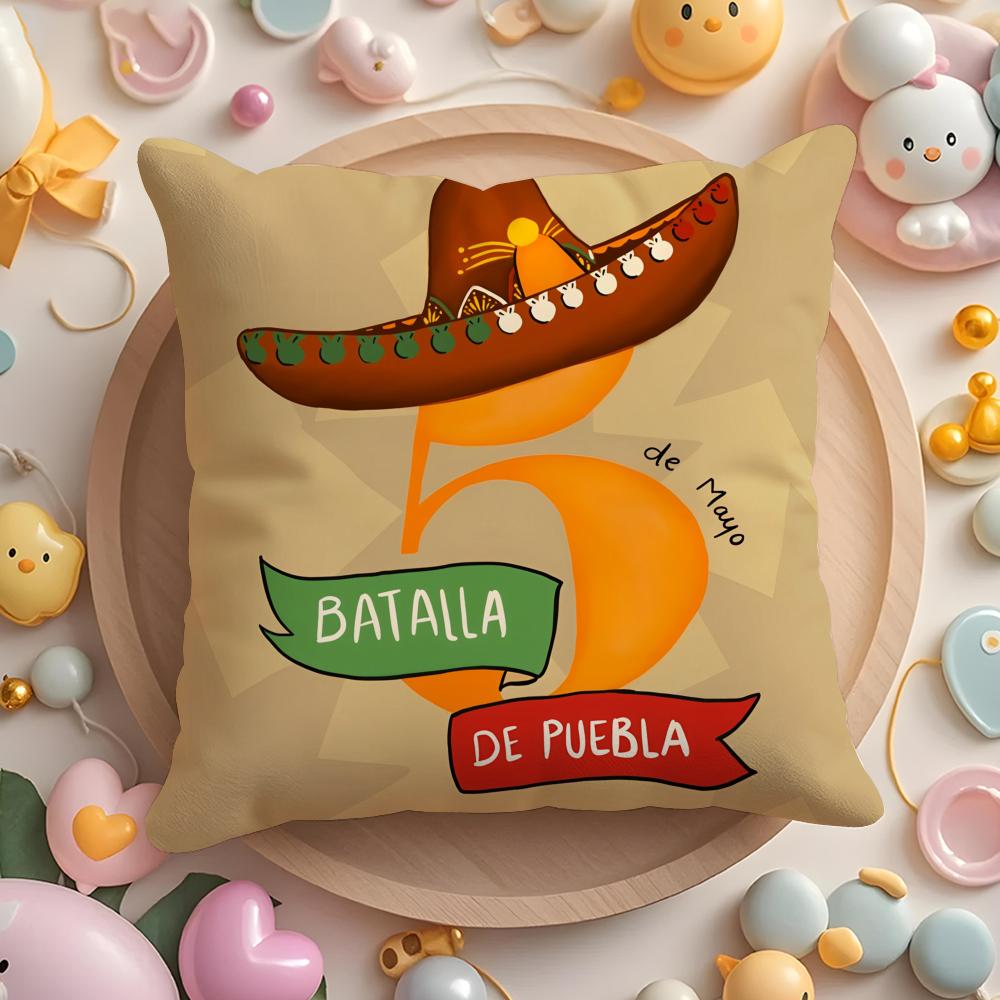 Cinco De Mayo Mexico May 5Th Cushion Cover Plush Fabric Soft Double-Sided Printed Sofa Warm Winter Home Gift Pillow Case