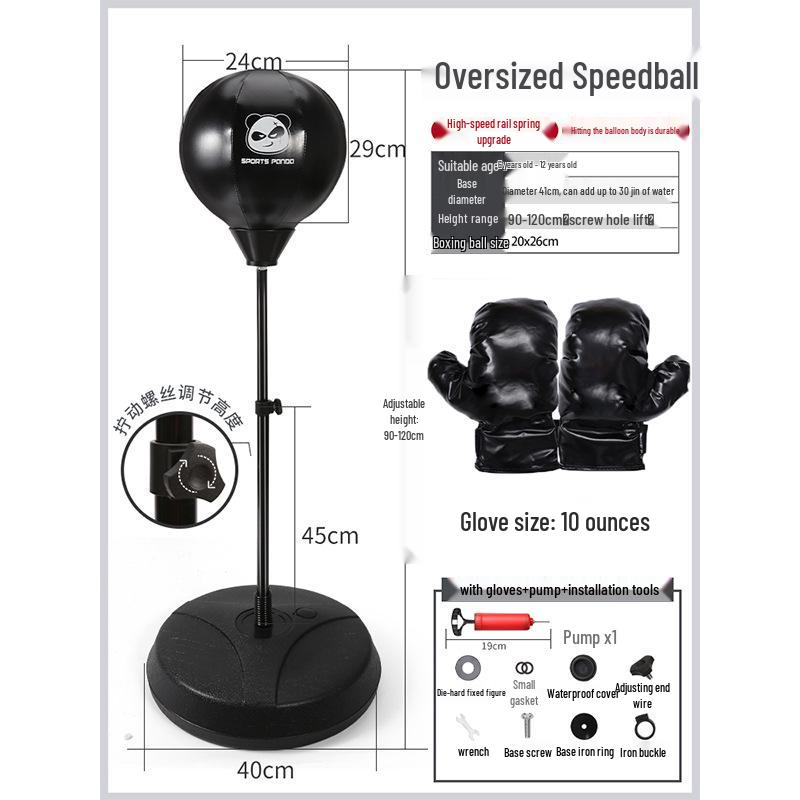 Set de Box Viteză Multifuncțional pentru Copii: Sac de box vertical, Tumbler gonflabil și Mănuși.