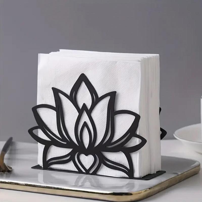 Strong Iron Tabletops Tissue Holder with Not Slip Base Modern Metal Napkin Stand for Restaurant Hotel & Homes Kitchen Use