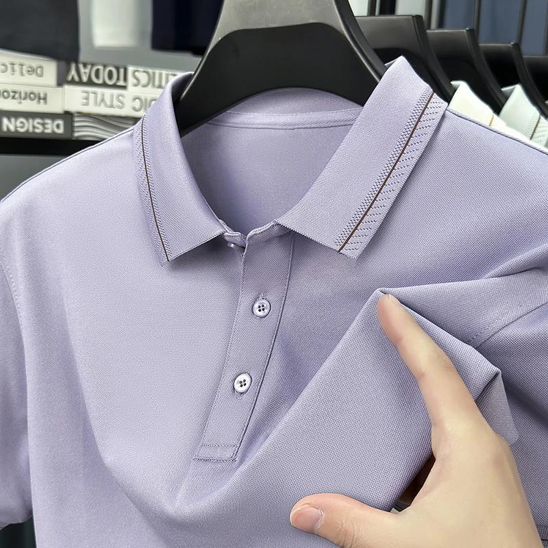 New Men's Business Casual Short Sleeved Shirt Solid Color Polo Shirt Fashionable Breathable Comfortable Versatile Top