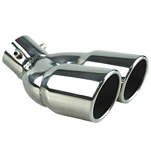 MIMIA Muffler Cutter, 2-Pipe, Universal, for Cars, Muffler, Tail Pipe, Dress Up, Stainless Steel (Silver)