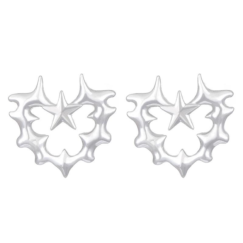 Vintage Punk Thorn Heart Star Gothic Cross Earrings for Women Fashion Jewelry Gifts Accessories Star Crystal Pendant Ear Hooks