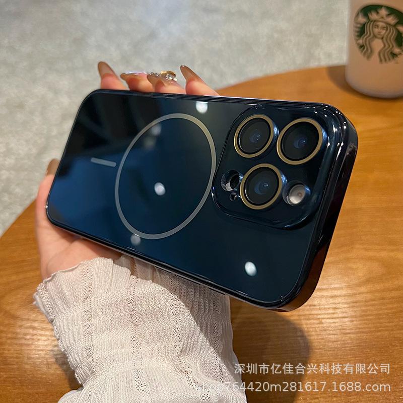 Apple 16PROMAX electroplated ice-sensitive AG glass thin ring magnetic mobile phone case is suitable for iPhone15/14.