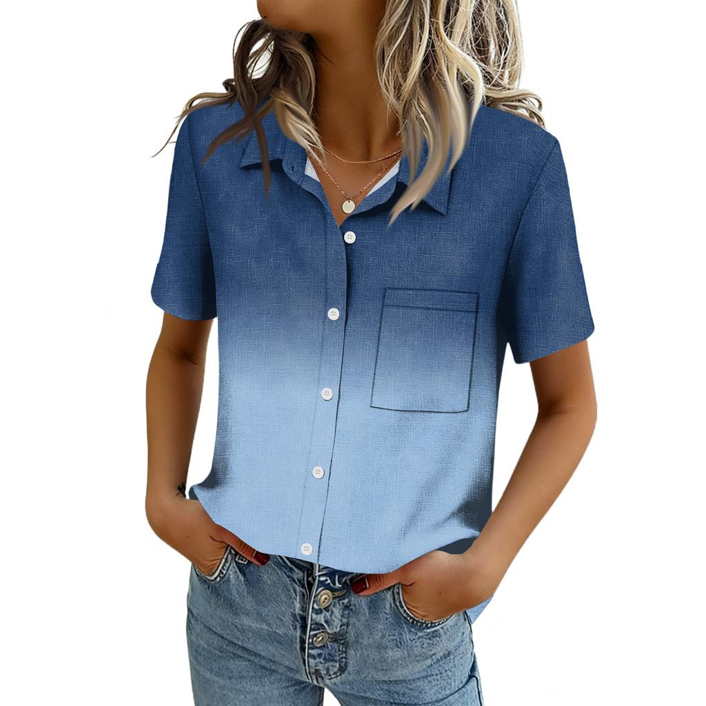 Chemisiers pour femmes à manches courtes boutonnés Chemises Business Casual Élégants Hauts de travail Vêtements d'été et de printemps
