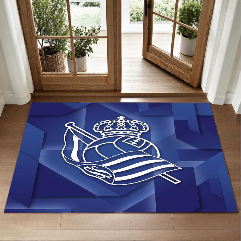 Real Sociedad FC Design Crystal Velvet Rug Soft Decorative Mat for Bedroom Entrance