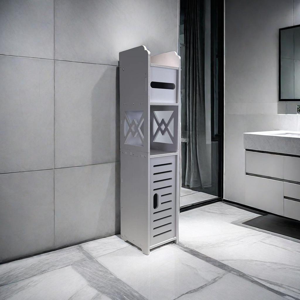Punch-Free Bathroom Storage Rack: High-End Bathtub & Toilet Side Cabinet