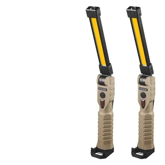 USB Rechargeable Foldable LED Flashlight Built-in Battery Magnetic Hook Work Light Outdoor Portable Camping Emergency Lamp