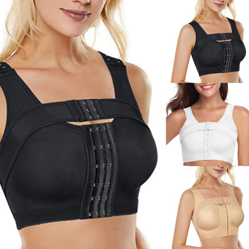Front Closure Posture Corrector Lift Up Bra Women Push Up Cross Back Underwear Shockproof Sports Support Fitness Vest Bras S-2XL