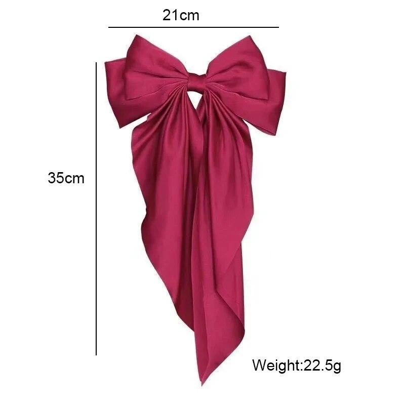 Elegant Bow Ribbon Hair Clip for Women Fashion Solid Satin Spring Clip Simple Hairpin Headband with Clips Girls Hair Accessories