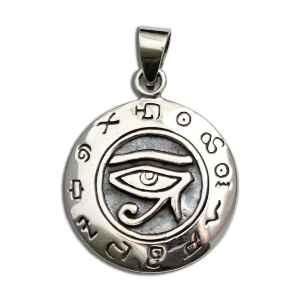 [Mizar] Eye of Horus Pendant, Sterling Silver 925, Egyptian Style, Men's & Women's Pendant Top (Large Size)