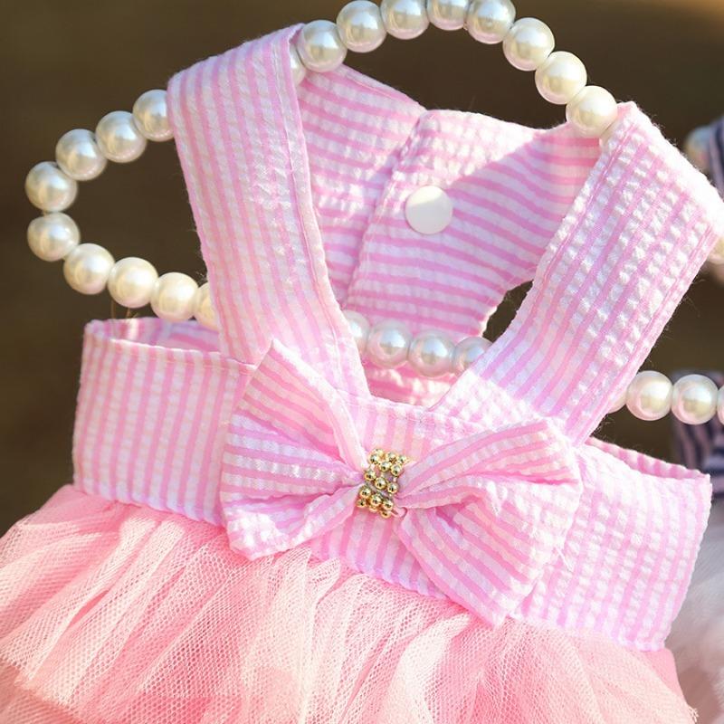 Dog Summer Dress Princess Cat Lace Stripe Skirt Slip Dress Puppy Apparel Cute for Small Medium Chihuahua Clothes Pet Product