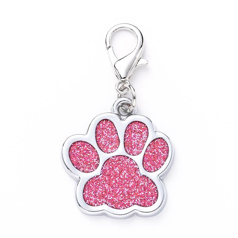 Dog Cat Collar Tag Pendant Pet Accessories Paw Glitter Pendant Keychain