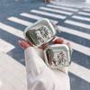 Applicable Apple earphone case electroplated silver bow AirPods earphone case simple advanced sense cute