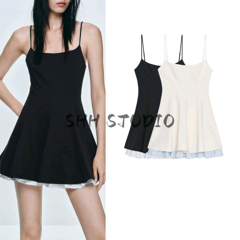 Summer New Product Women's Clothes Minimalist Round Neck Sleeveless Color Contrast Patchwork Hem Short Dress 8020815