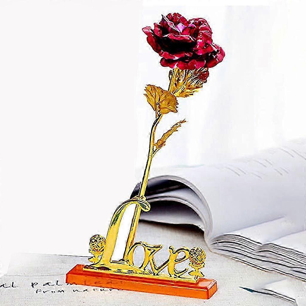 2x24K Gold Forever Rose Artificial Dipped Flower Valentine's Day Gift for Her Base