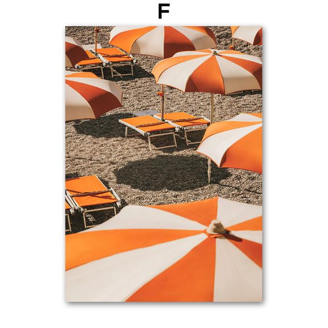 Sea Bathing Beach Girl Fruit Juice Nordic Landscape Posters Wall Art Canvas Painting Hotel Gallery Pictures Of Living Room Decor