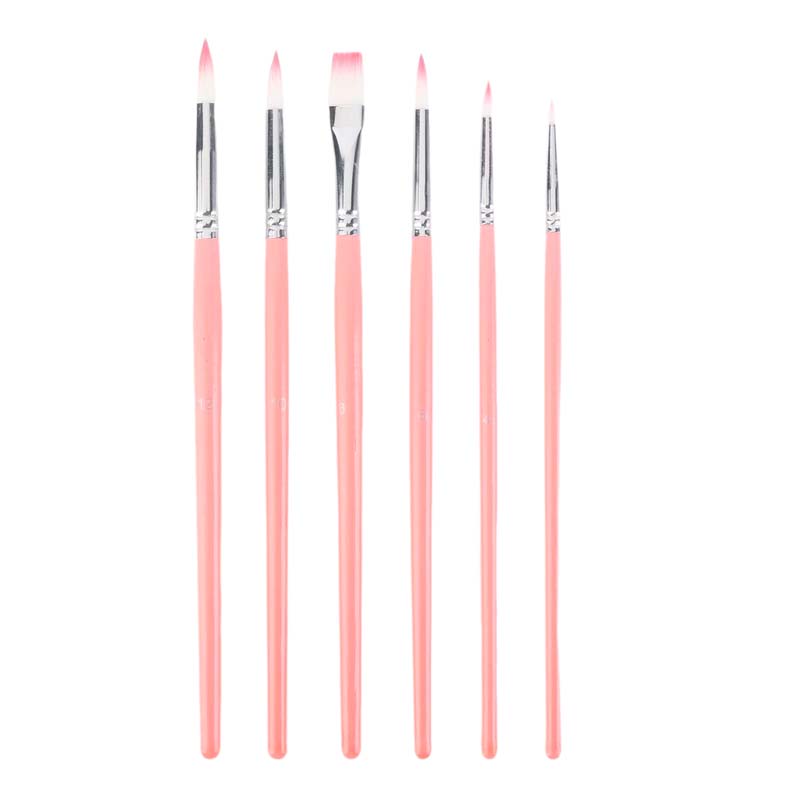 6 Pcs Nylon Hair Watercolor Acrylic Painting Brush Set Gouache Digital Oil Paint Brush Art Drawing Tracing Pen Art Supplies