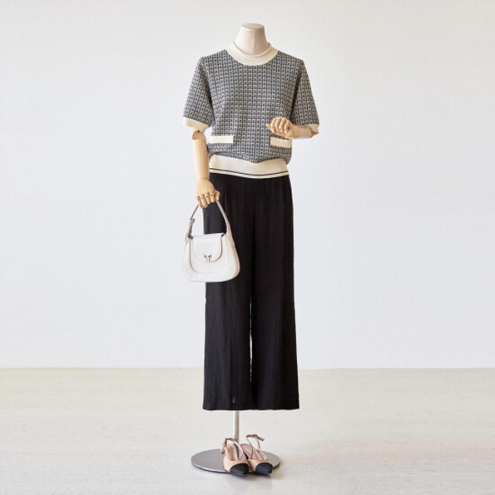 Customable Sasha Tweed Short Sleeve Knit T2508kn107c