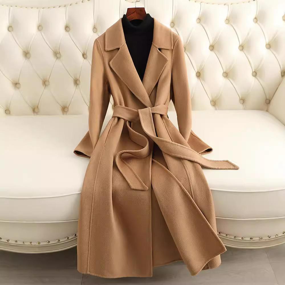 Double-sided cashmere coat women's medium and long autumn and winter new knee-slim and thin shoulder woolen coat