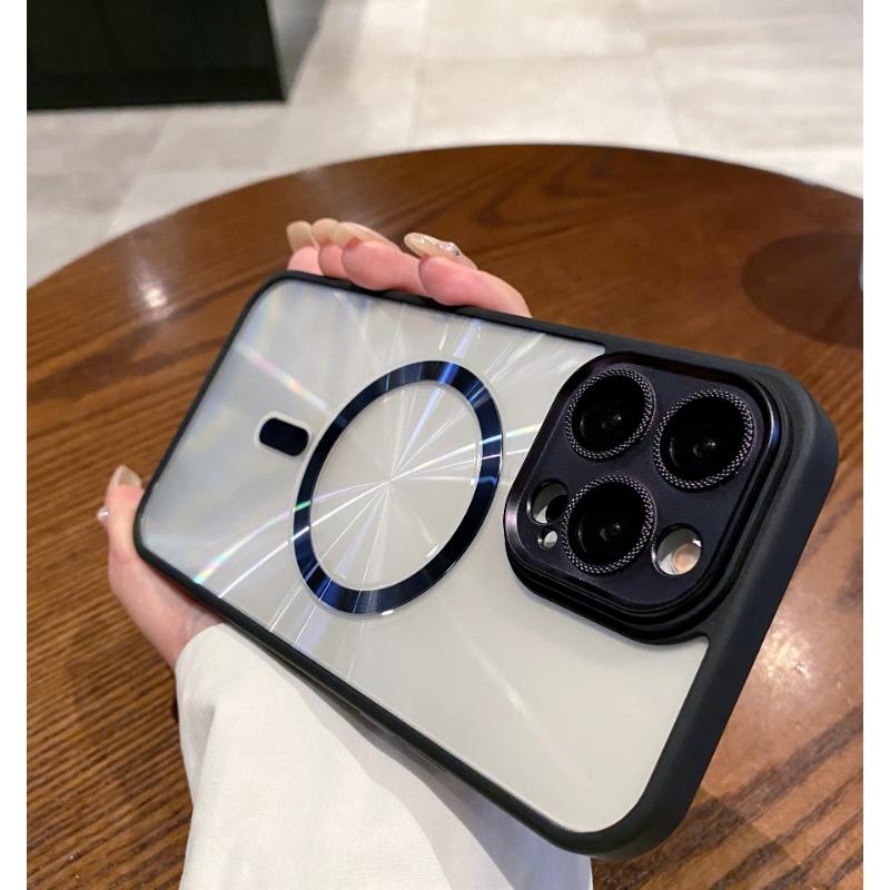 Suitable for Apple 15promax Phone Case, Transparent Aurora GD Pattern, Iphone14 Magnetic Anti-drop Case 13, Eye-protecting and Hard