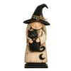 Spooky Halloween Party Table Centerpieces Wooden Witch Ornament, Retro Figurine with Broom/Pumpkin/Black Hand Painted Black Cat Cat, Creative Tabletop