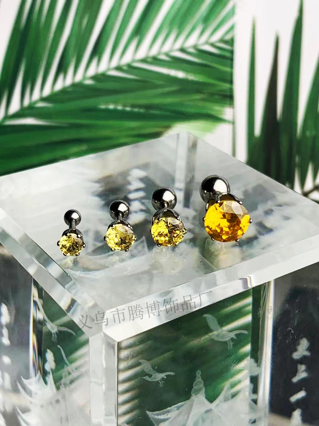 

Минималистичные унисекс серьги-гвоздики для пирсинга хряща с круглым цирконием кубической огранки на резьбе с шестью крапанами 4mm