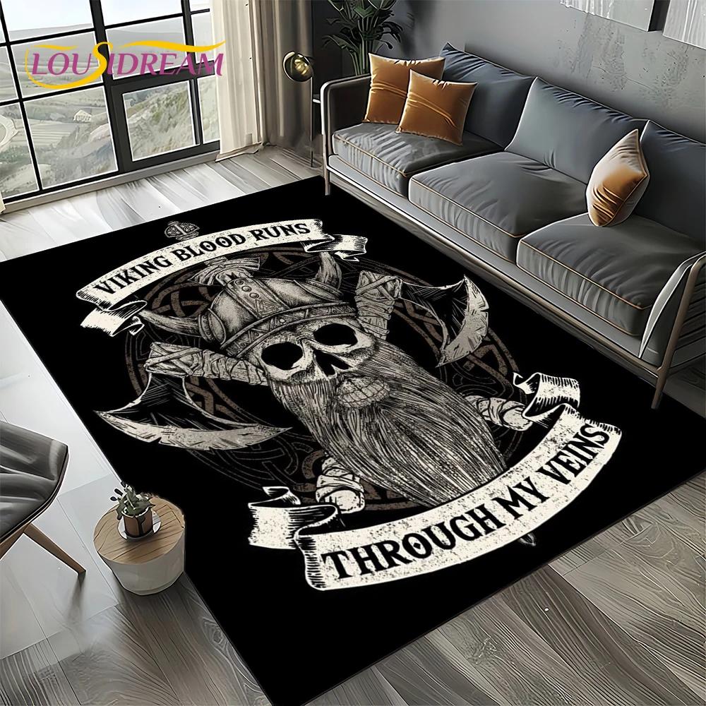 Odin Viking Symbol Valknut Nordic Valhalla Carpet Rug for Living Room Bedroom Home Sofa Decoration,Area Rug Non-slip Floor Mat