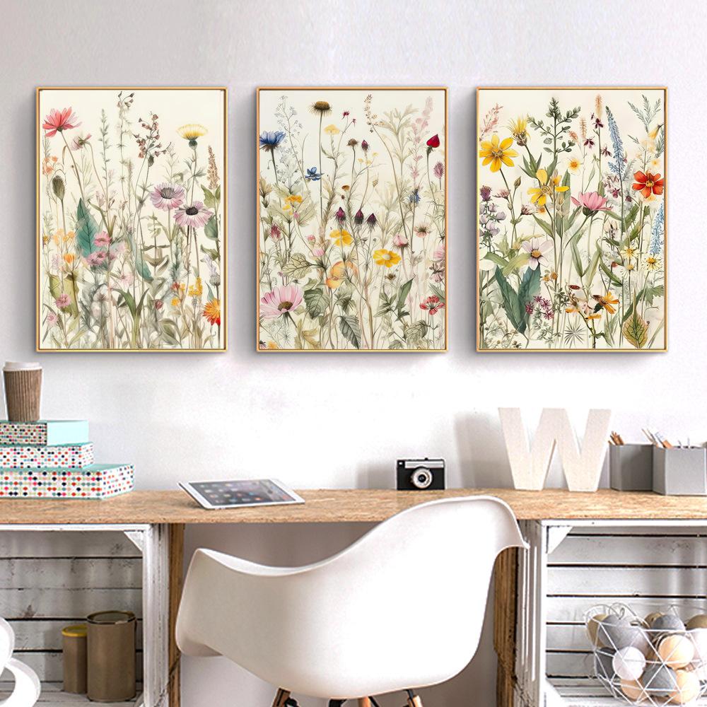 Aquarell Wildblumen Blumen Poster Bunte Blumen Drucke Boho Kunst Leinwand Malerei Minimalistischen Moderne Wand Bild Schlafzimmer Dekor