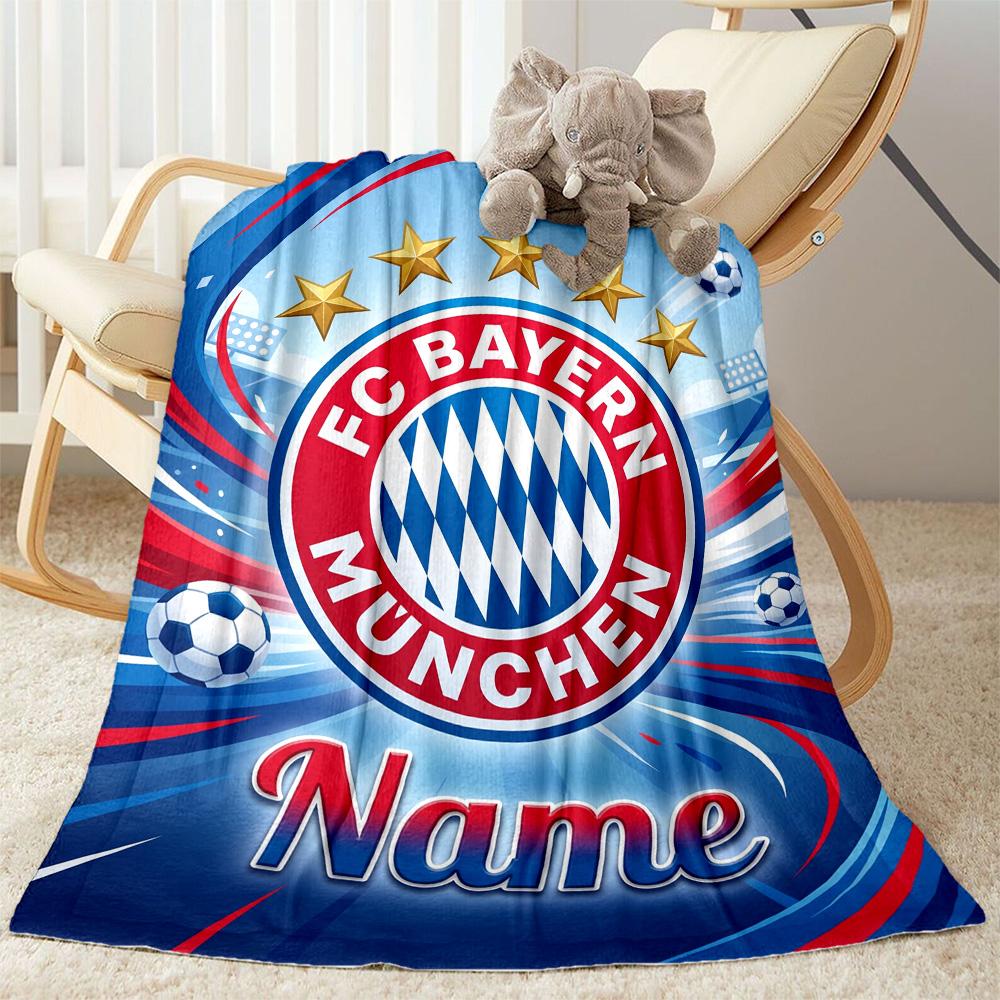 Bayern Munich Fan Gear Customize Your Name Blanket Cozy Customizable Blanket Durable Comfort for Home Decor Picnics Seaside Livingroom