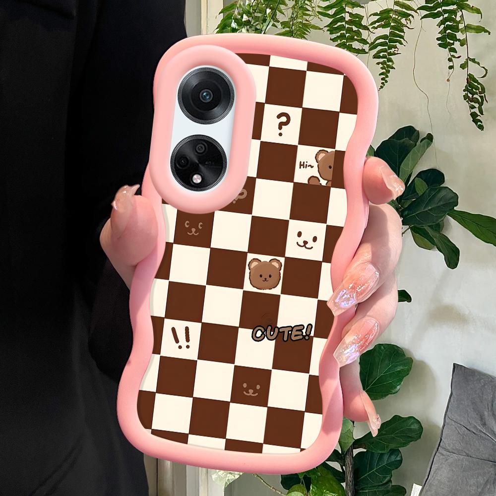 

Окрашенный узор Big Wave Edge Мягкий силиконовый материал Macaron чехол для телефона противоударный защитный резиновый чехол для OPPO Reno Realme Realme 12 4G розовый