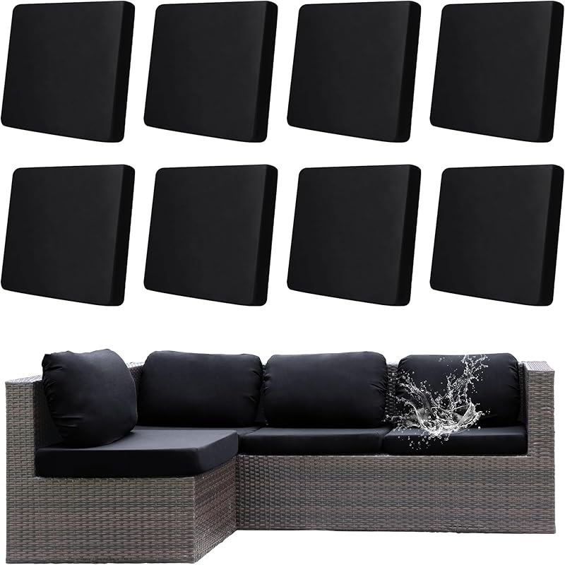 8Pcs Outdoor Cushions Covers Waterproof, Patio Cushion Covers, Outdoor Patio Cushion Covers, Outdoor Stretch Cushion Covers Replacement, Outdoor