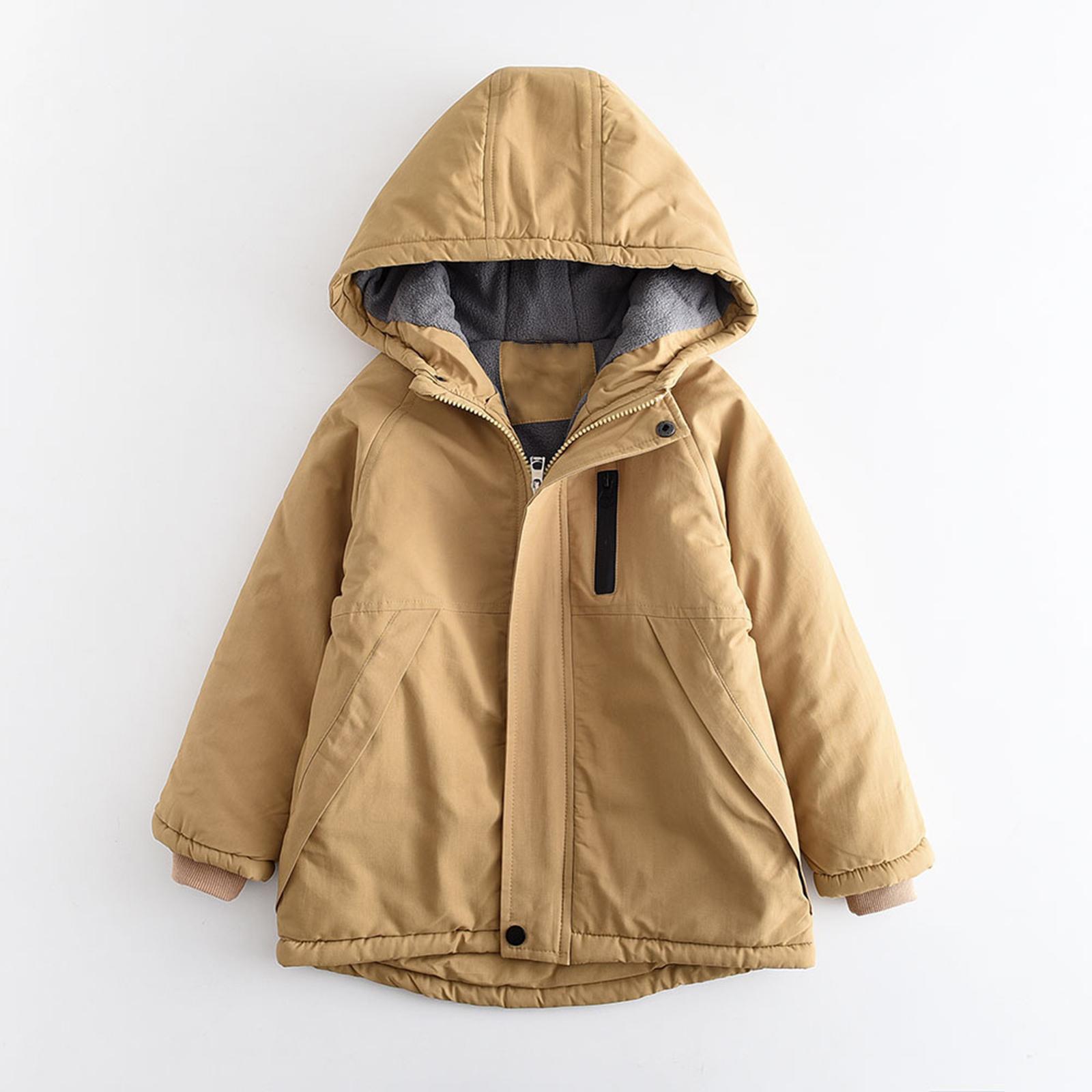 

Детские однотонные утолщенные куртки-пальто для девочек и мальчиков 160 хаки