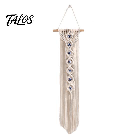 Boho Evil Eye Tapestry, Cotton Rope Braided Tapestry, Wall Hanging Turkish Blue Eye Tapestry for Living Room Bedroom Nursery Home Decoration