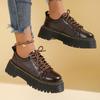 High Quality Thick Bottom Women Low Top Soft Leather Round Toe Casual Student Lolita Flat Shoes Women Platforms Zapatos De Mujer