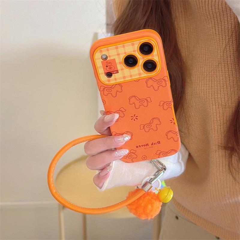 Cartoon Orange Plaid Horse iPhone 17/16 Pro Max/15/14 Case