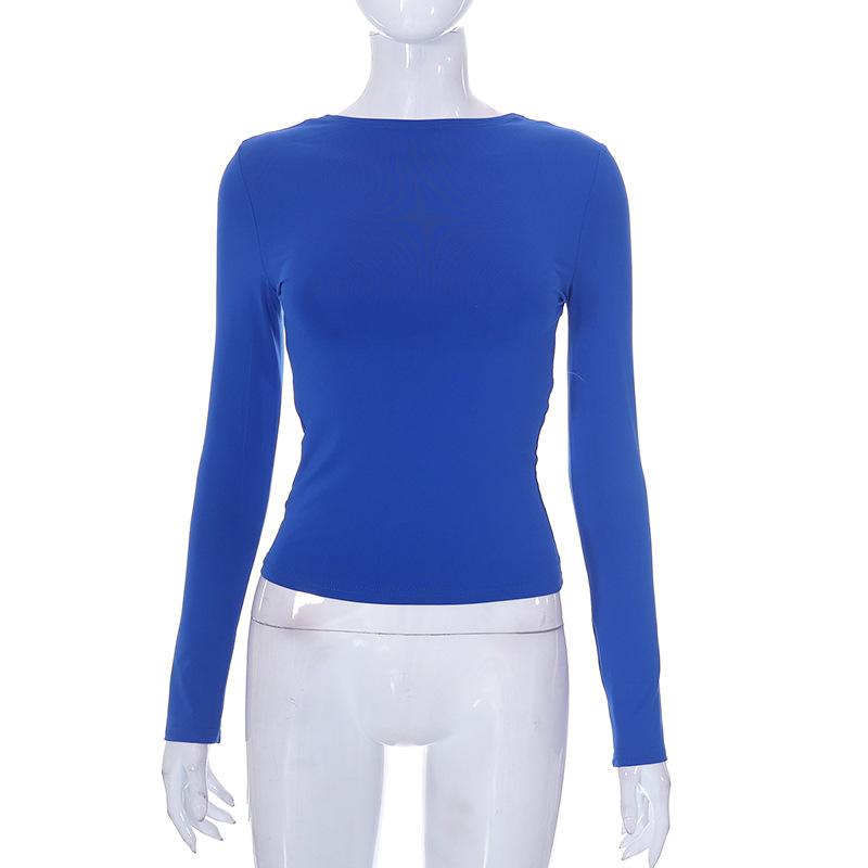 GMXIA Women's Autumn Solid Color Reversible Two-wear Small Top Woman
