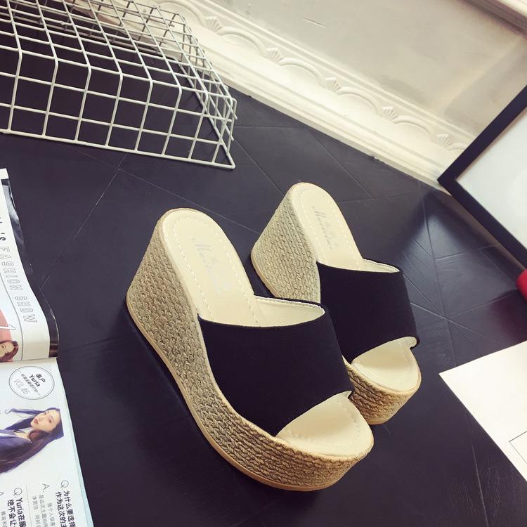 9CM2025 New Wedge Heel Muffin Women's Sandals Platform Sole Light and Comfortable Fish Mouth Cool Slippers High Heel Sandals