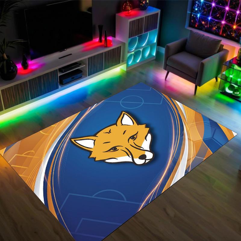 Leicester City Football Design Crystal Velvet Carpet Cozy Non?Slip Printed Rug For Bedroom Living Room Entrance