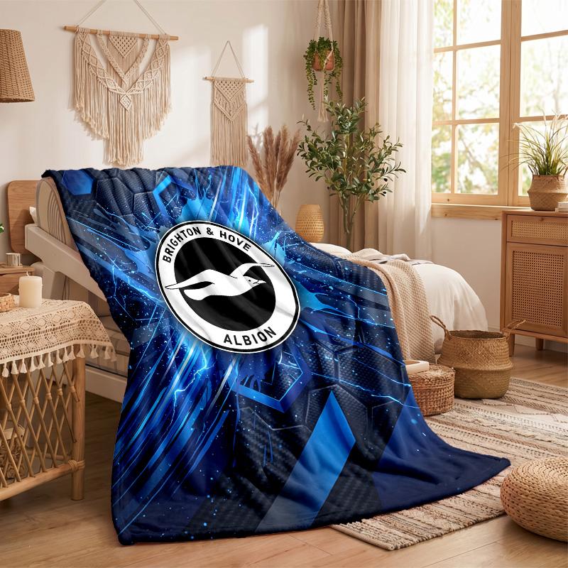 Brighton & Hove Albion Football Print Flannel Blanket Soft Warm Sofa Bed Throw Blanket For Home Office Bedroom