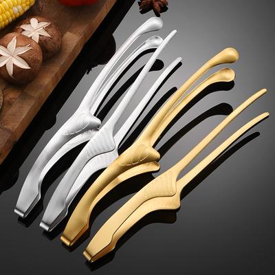 Korean Barbecue Tongs Stainless Steel Barbecue Tongs Round Head Grilled Pointed Meat Tongs Self- Food Tongs