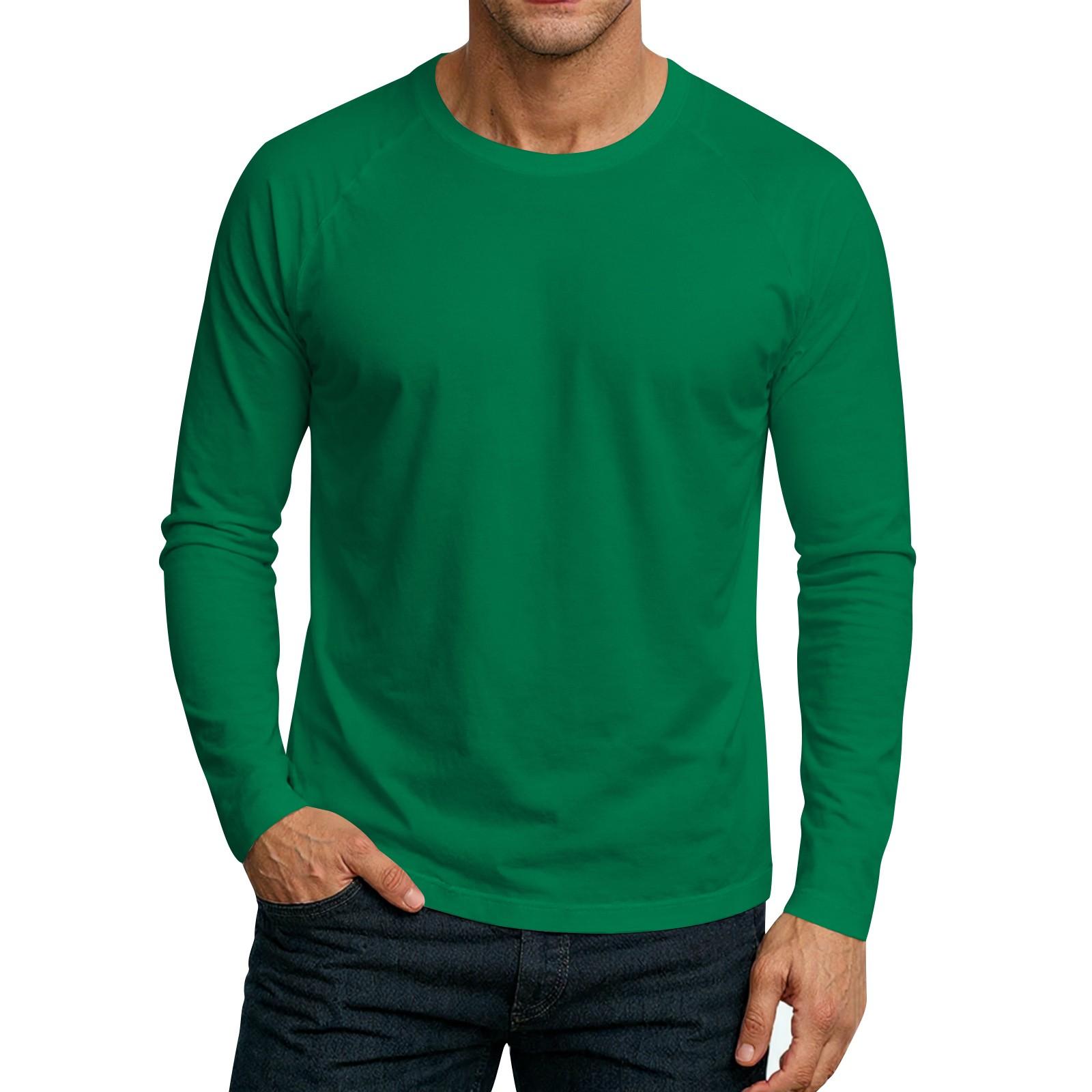 

Мужской топ-футболка с круглым вырезом и длинным рукавом L зелёный