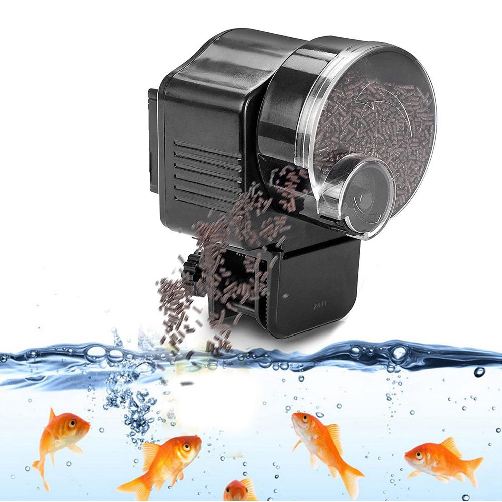 Heim-Aquarium Fischbecken Automatischer Futterautomat Timer Schwarz